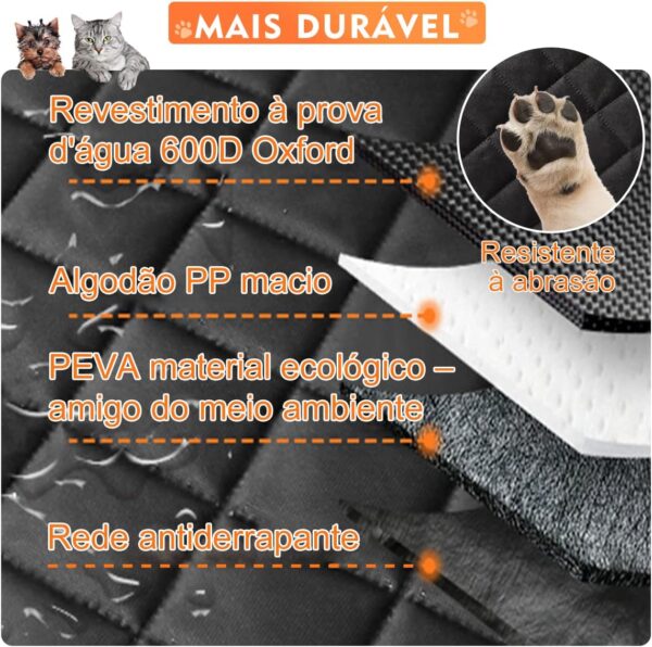 Capa Banco Traseiro para Pets com Passagem Cinto 4 em 1 - Image 4